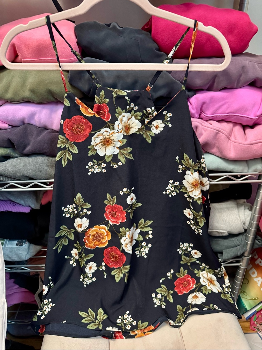 Blue Floral Cami Tank Top Large